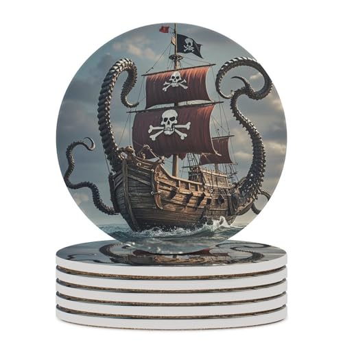 Dessous de verre en céramique lot de 6 avec liège pour table basse