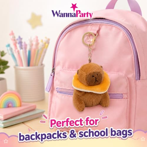 Image of Wanna Party Cute Capybara Plush Keychain, Brown Soft Animal Bag Charm for Kids, Girls & Teens
