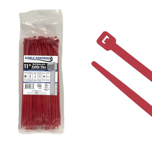 Image of 11 inch Color Cable Ties, 50 lb. Test, (100 Pack - All One Color) (Red)