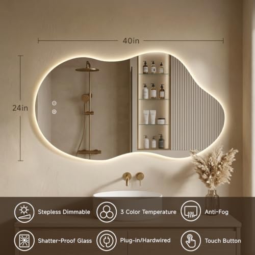 40"X24" Wall Mirror LED Mirror Bathroom Vanity Mirrors with Lights - Image 5