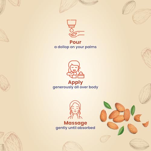 Image of Yuthika Almond Nourish Body Lotion | Hydrating Moisturizer for Women & Men | Non-Sticky Formula | 24H Moisture for Dry Skin | 100 ml (Pack of 3)