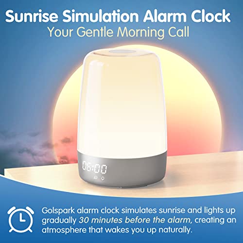 Sunrise Simulation Alarm Clock Wake Up Light For Heavy Sleepers Adults, Golspark Dimmable Sun Lamp Kid Bedroom Nursery Bedside Night Light Sleep Aid, 7 Rgb Lights, 7 Natural Sound Alarms, Snooze Timer #TOP1