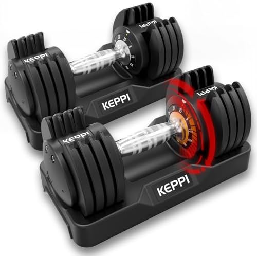 Keppi Adjustable Dumbbells Set-25lb/40lb/55lb/60lb, Anti-Slip Met...