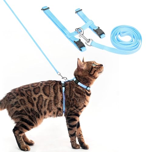 PUPTECK 猫 ハーネス リードセット 猫用ハーネス 猫牽引ロープ 猫用胴輪 ペット用品 ハーネスリード リード付き ダブルロック 調節可能 着脱簡単 抜けない 軽量 耐久性 安全 快適 お出かけ はーねす 子猫 ねこ ネコ ネコ用ハーネス 猫具 アウ