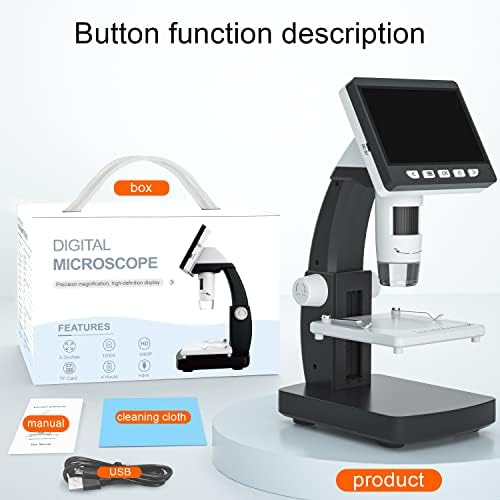 CIMELR LCD Digital Microscope, USB Microscope with 8 Adjustable LED Lights for Adults Kids - Compatible with Windows/Mac iOS,4.3 inch Coin Microscope 50X-1000X Magnification(Included 32GB TF Card) 7