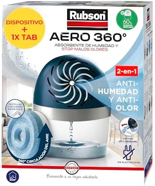 Rubson AERO 360° Rechargeable Dehumidifier (1 Device and 1 Tablet...