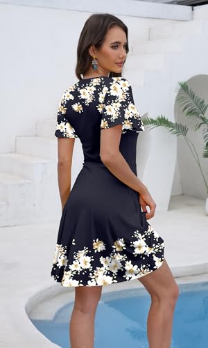 Image of COSSEN Women's Casual Short Sleeve Dress with Pockets