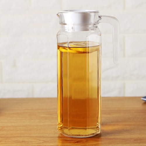 Image of Martvia Premium Juice and Water Glass Pitcher jug with Lid 1.8 Liter Romantic Style jugs with Handle Pitcher for Serve Water, Milk Juice, Lassi, Cocktail, Ideal for Gift Beverage Carafes (NP - 12)