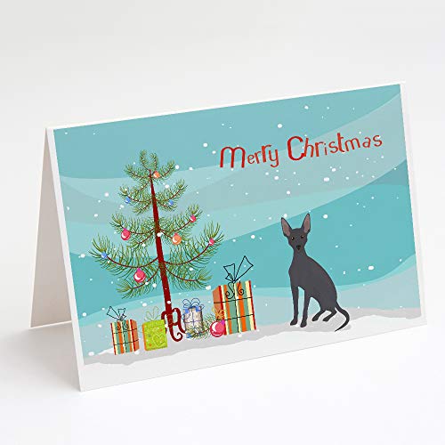 Caroline's Treasures CK3507GCA7P Peruvian Hairless Dog Christmas Tree Greeting Cards and Envelopes Pack of 8 Blank Cards with Envelopes Whimsical A7 Size 5x7 Blank Note Cards