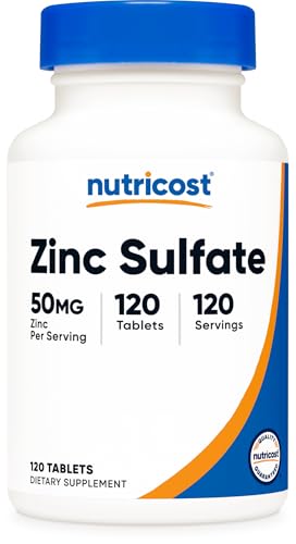 Nutricost Zinc Sulfate (50mg) 120 Tablets - Vegan GMO-Free Gluten-Free