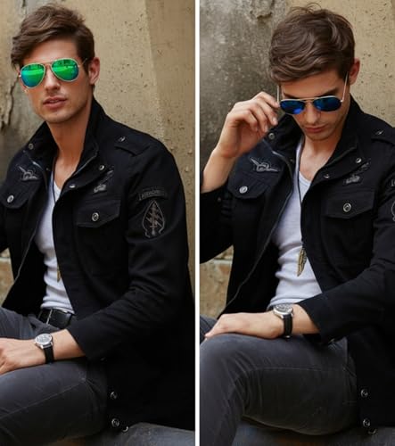 Image of L'MONTE Imported Casual Cotton Military Stand Collar Bomber Fall Jacket for Men