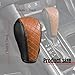 HABNVUON Car Gear Shift Knob Cover, Carbon Fiber Textured Leather Gearshift Cover, Anti-Slip Gear Shifter Stick Protective Cover, Universal Decoration Accessories for Cars Trucks SUVs (Black Brown)