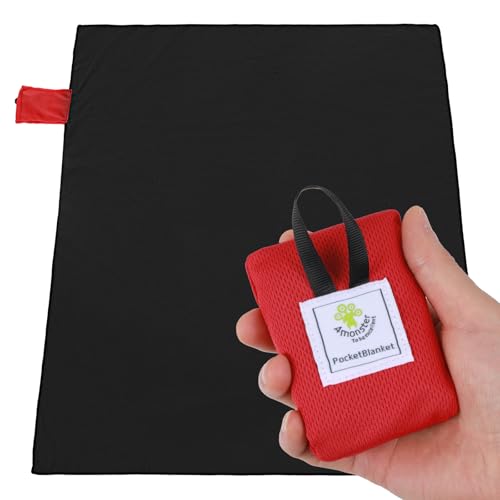 Xinjoduz 110 x 70 cm 2 w 1 koc piknikowy na plażę, wodoodporny, bez piasku, ultralekki, ultracienki, przenośny, łatwy do złożenia, na kemping, plażę, do parku, festiwalu i pikniku