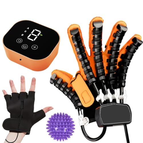 Rehabilitation Robot Glove for Stroke, Robotic Hand Stroke Recovery Equipment, Fingers Strength Training Device for Hemiplegia, Strength Adjustable (Right Hand-XL)