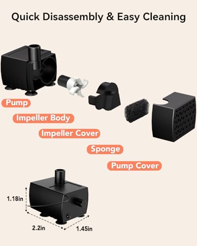 Dispensador de agua para perros con bomba de repuesto UPSKY para fuentes grandes 4