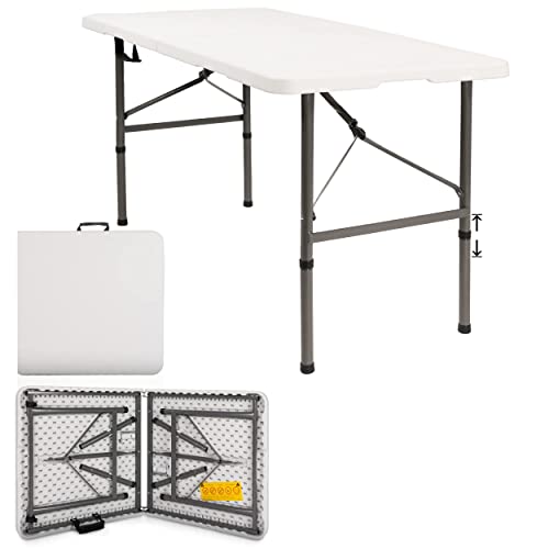 Sorfey Portable Folding Table 4-Foot X 24 Inches Plastic Indoor & Outdoor For Picnic, Bbq, Party, #TOP14