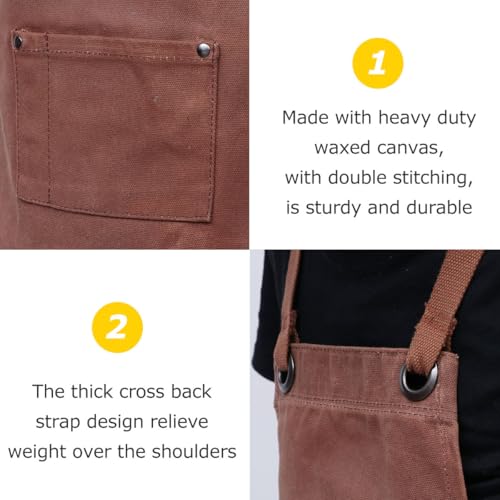 Tablier de menuisier robuste Ciieeo en toile cirée avec compartiments multiples - 7