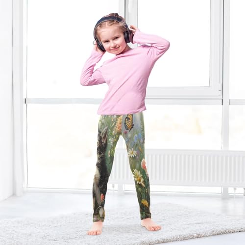 Toddler Girls Leggings Printed Yoga Pants Leggings Garden Cat Butterfly for Kids4