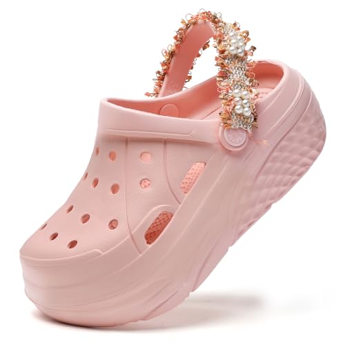 Image of FLIOZY Women's Gardener Platform Clogs Slippers Hight Heels Mules Clog Wedge Sandals Outdoor Beach Shoes
