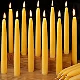 24 Packs Natural Beeswax Taper Candles 8 inch Beeswax Candles Smokeless Unscented Pure Bees Wax Candlesticks 8 Hour Burn Time Dripless Bees Wax Candles for Home Prayer