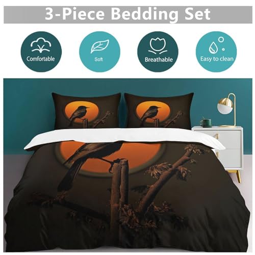 Housse de couette oiseau 220x240 en microfibre douce parure lit 3 pièces - 4