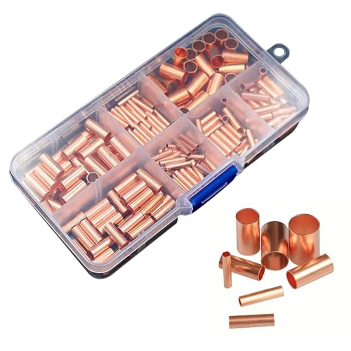 250pcs 7 Sizes Non Insulated Wire Connectors Kit, Electrical Wire Terminal Assortment Kit for Wire
