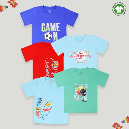 Image of Kidbea Baby Boys 100% Bamboo Soft Cotton Half Sleeve T-Shirt Multicolor