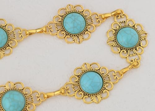 Anna-Kaci Women's Vintage Turquoise Geometry Adjustable Chain Belts for Dress Country Concert Outfit2