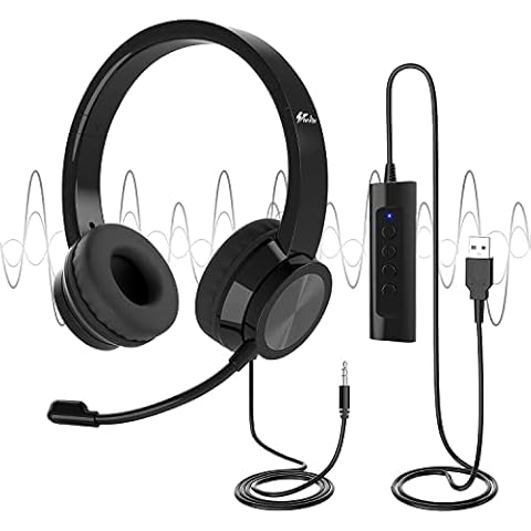 Venker USB Headsets with Microphone, 3m Length Noise Cancelling Headset Stereo Headphone for PC, Laptop USB/3.5mm, Multi-Use USB Headsets Earphone for Call Center, Business Chat, Gaming, Teaching, etc Cover
