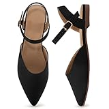 Alicegana Womens Sandals Flat Shoes - Closed Pointed Toe Dressy Flats 2025 Comfortable Business Casual Walking Sandal Black