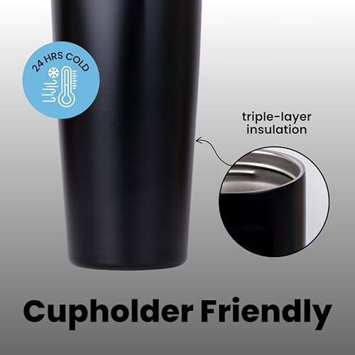 Image of Personalised with Your Name, 1200ml Tumbler with Straw - Handle - Stainless Steel Double Wall Insulated Cup | Leakproof Sipper Mug for Hot - Cold Drinks | Coffee - Water Tumbler (O Black)