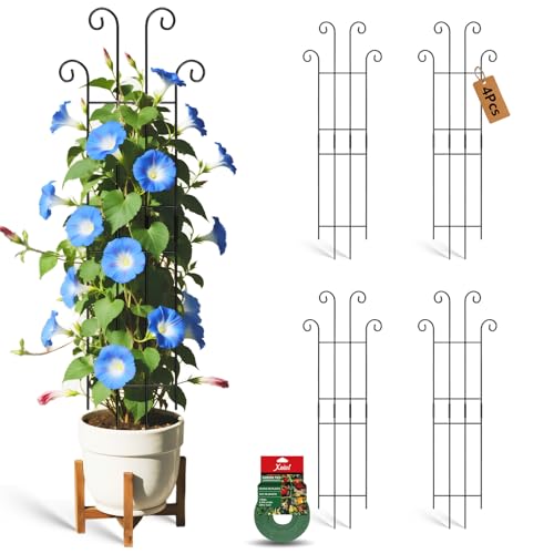 Image of 32.6in Tall Plant Trellis Indoor, Metal Garden Trellis for Climbing Plants, Expandable Trellis for Potted Plants for Ivy Pothos Hoya Monstera, 4 Pack