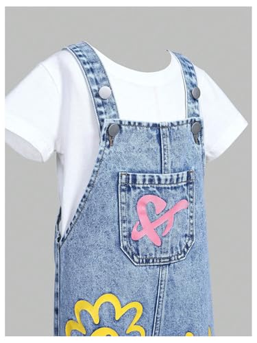 WDIRARA Toddler Girl's Cute Cartoon Graphic Denim Overalls Bib Pants Jumpsuit3