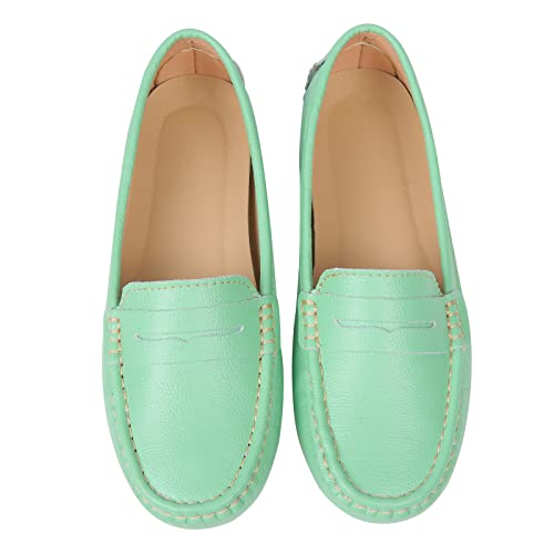 Heydonic Women's Loafers Moccasins Soft Casual Walking Driving Ladies Office Penny Flats Boat Shoes Women Slip On Comfortable Leather Light Green Size 7 #TOP5