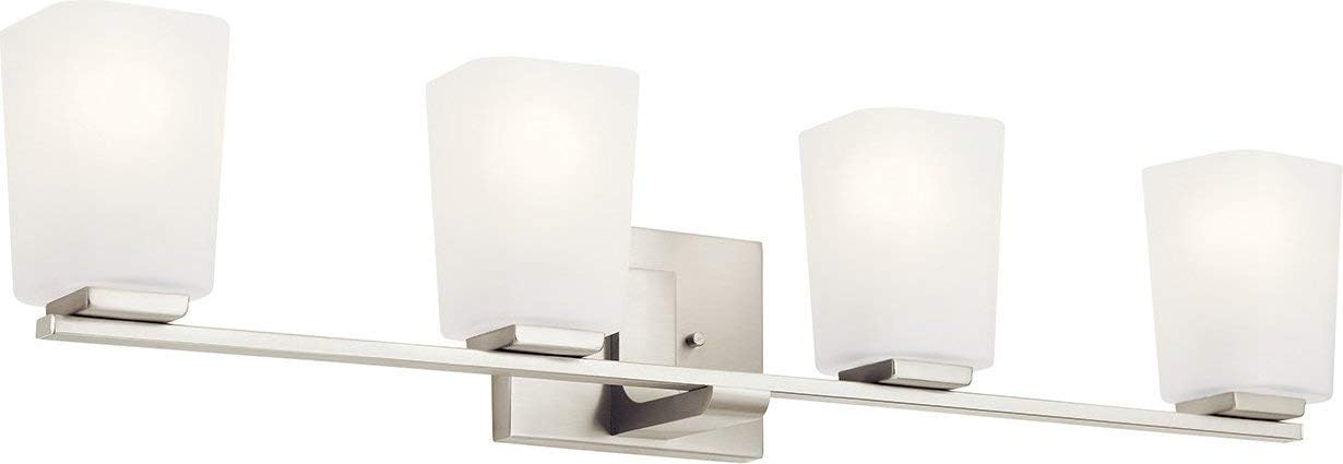 Kichler 55018NI Roehm Vanity, 4-Light 300 Total Watts, Brushed Nickel : Tools & Home Improvement
