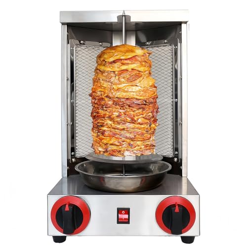 Vertical Rotisserie Grill Machine with Dual Burners, Propane-Powered for Home and Restaurant Use, 110V
