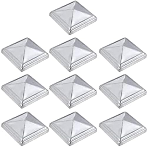 Protezione per pali a piramide in ferro zincato, per recinzioni esterne, cassette postali, ponti, confezione da 10 (80 x 80 mm)