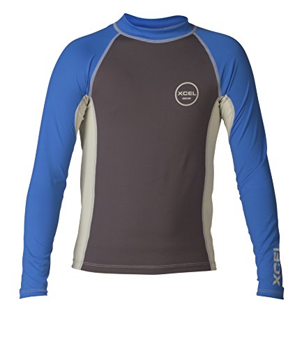 Xcel Youth Michael Long Sleeve Uv Spring 2018 Top, Deep Grey/Silver/Sea Blue, Size 14