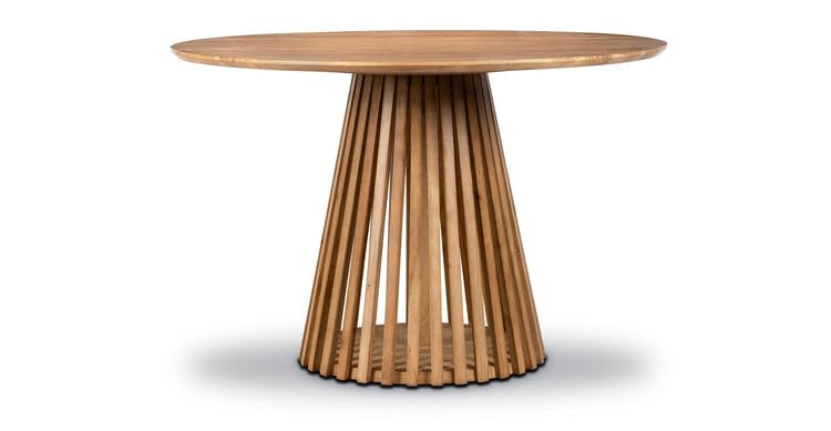 Throne Art and Craft Solid Acacia Wooden 4 Seater Table Round Dining Table for Living Room, Dining Room, Hotel & Home, Natural Finish, (117 x 117 x 76 CM)