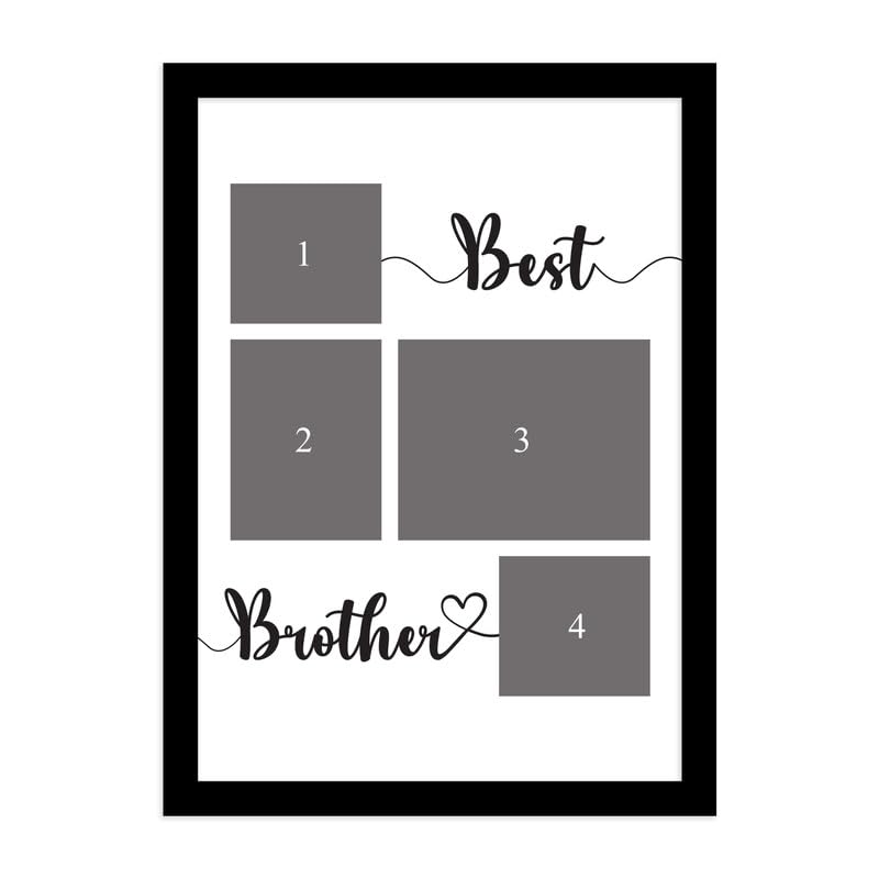 Image of Art Street Customized Best Brother with 4 Photo Collage print for Brother, Rakhi Gifts Photo Frame With Photo Upload, Birthday, Gift for Husband, Couple, Brother, Sister, Parrents(A4)