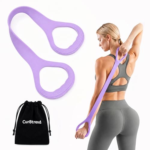 Cur8trend Exercise Band - Figure 8 Fitness Resistance Band 20-Pound Pull for Arm Leg Chest Shoulder and Back Workouts; Portable Design - Suitable for Beginners Advanced Users and Travel