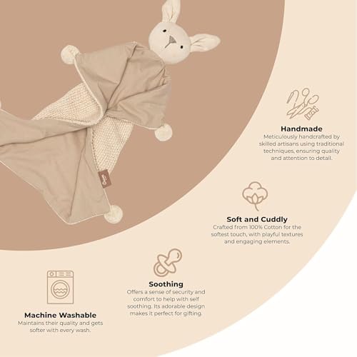Image of Crane Baby Lovey, Security Blankets for Babies, Ollie The Bunny Security Blanket, Soft 100% Organic Cotton Blanket Bunny Items, Organic Baby Items, Loveys for Babies
