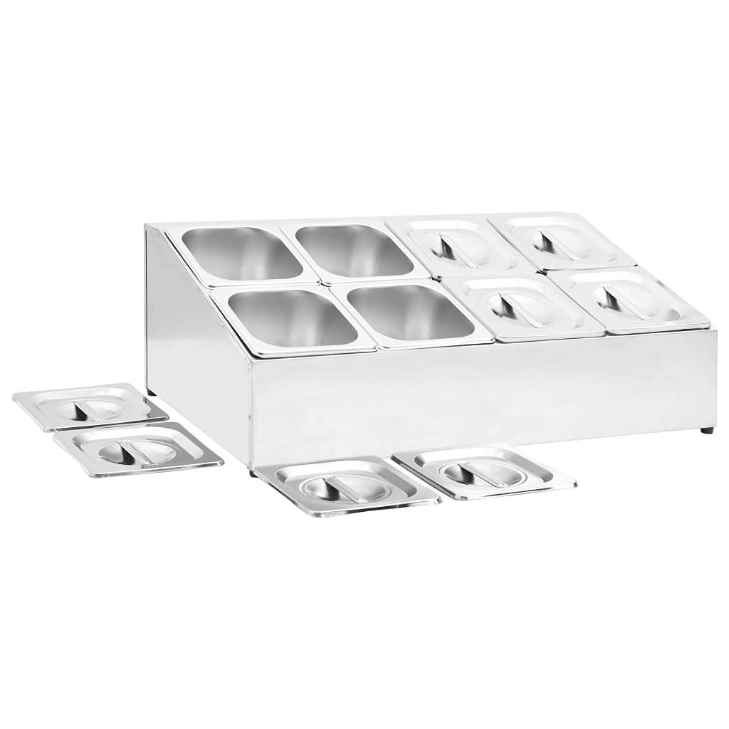 Furniture Item Home Gastronorm - Contenedor con 8 sartenes GN 1/6 de acero inoxidable para muebles