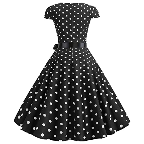 Générique Femmes Parti Casual Dots Imprimer À Manches Courtes des Années 1950 Femme Au Foyer Soirée Robe De Robes Femmes Robe De Fête