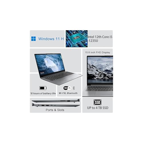 Image of Lenovo IdeaPad Business & Student Laptop Computer | 15.6 Inch FHD | Intel 12th Gen 10-Core i5 CPU | 16GB RAM, 512GB PCIe SSD | Intel Iris Xe Graphics | WiFi 6 | SD Card Reader | Copilot AI | Win 11