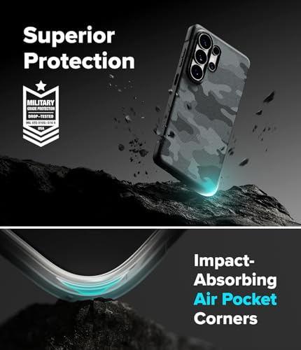 Image of Ringke Onyx for Samsung Galaxy S26 Ultra Case Back Cover [Compatible with MagSafe] [Anti-Fingerprint Texture] Slim Lightweight Shockproof with Non-Slip Side Grip - Magnetic Camo Black