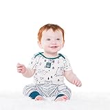 Lamaze Organic Baby Baby Boys Short Sleeve Cotton Bodysuit, Snap Closure, White/Green Owls and Bears, 18 Months