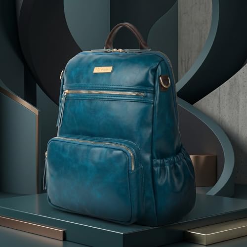 Image of VISMIINTREND Backpack for Woman /Teens Girl, Leather, Stylish, Handbag, Purse,Ladies,Office,Travel,College,Daily-Use,14-inch Laptop Bag, Elegant, Gifts for Women /Girls, Birthday Gift for Wife /Sister