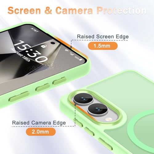 Image of for Samsung Galaxy S25 Edge Case, Matte Magnetic Phone Case with 1 Screen Protector, Support for Magsafe, Translucent Frosted Shockproof Protective Cover for Samsung Galaxy S25 Edge, Mint Green