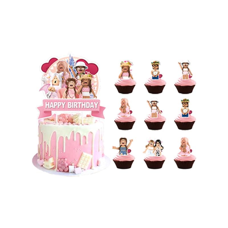 Damoff Kindergeburtstag Deko: 25-teilige bunte Kuchen Topper & Tortendeko für Geburtstagsparty, Kuchen, Desserts & mehr